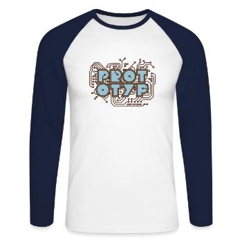Prototyp - iAM Special 1c - Unisex Baseballshirt langarm - Weiß/Navy - Vorne - Nik (191cm)