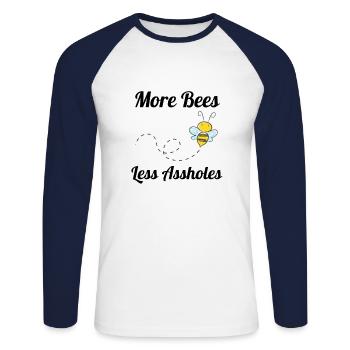 Biene Sarkasmus Umweltschutz Geschenkidee Natur - Unisex Baseballshirt langarm - Weiß/Navy - Vorne - Nik (191cm)