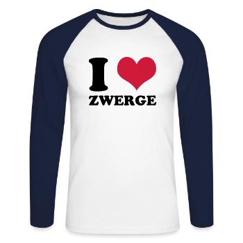 I Love Zwerge - Unisex Baseballshirt langarm - Weiß/Navy - Vorne - Nik (191cm)