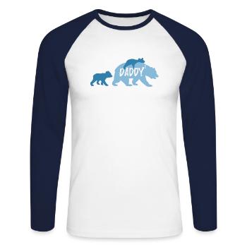 Papa high 2 ours avec 2 garçons bébés enfants - T-shirt baseball manches longues Homme - blanc/marine - Devant - Nik (191cm)