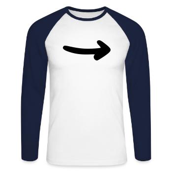 Pfeil Zeichnung Skizze schwarz - Unisex Baseballshirt langarm - Weiß/Navy - Vorne - Nik (191cm)