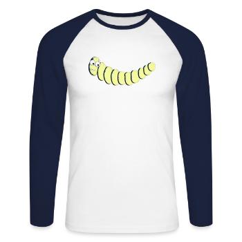 Ver 4 - T-shirt baseball manches longues Homme - blanc/marine - Devant - Nik (191cm)