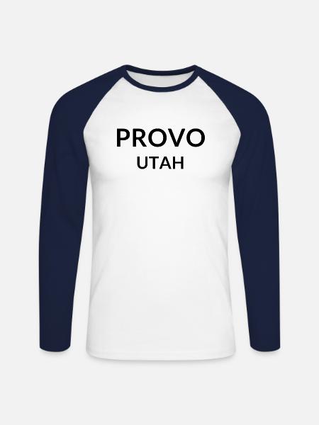 Provo Utah USA - Unisex Baseballshirt langarm - Weiß/Navy