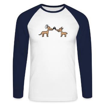 2 Dogs Big Nose Greeting Team Two Friends Crew - Unisex Long Sleeve Baseball T-Shirt - white/navy - Front - Nik (191cm)