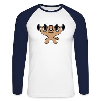 Chien Bodybuilder Muscles forts Gym Haltérophilie - T-shirt baseball manches longues Homme - blanc/marine - Devant - Nik (191cm)