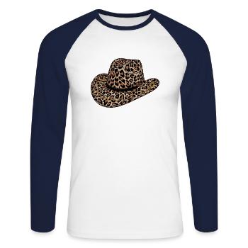 Chapeau de cow-boy, chapeau weste - T-shirt baseball manches longues Homme - blanc/marine - Devant - Nik (191cm)
