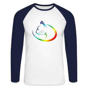 Katze - Unisex Baseballshirt langarm - Weiß/Navy - Vorne - Nik (191cm)