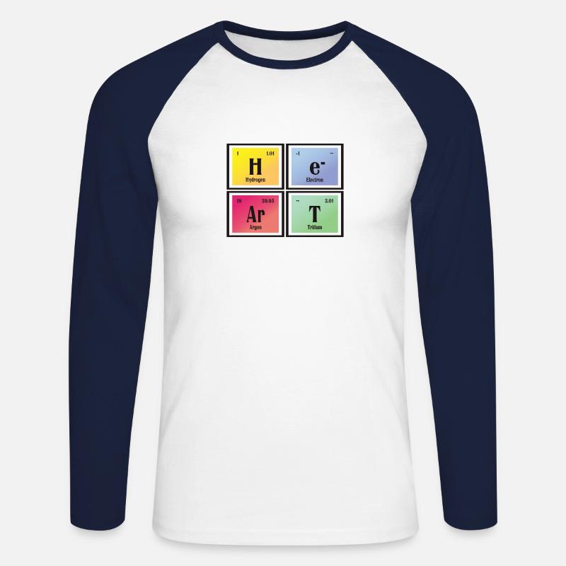 Herz | Periodensystem der Elemente - Unisex Baseballshirt langarm - Weiß/Navy