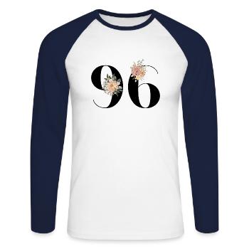 96th Anniversary Flowers (Gift of 96 years) - Unisex Long Sleeve Baseball T-Shirt - white/navy - Front - Nik (191cm)