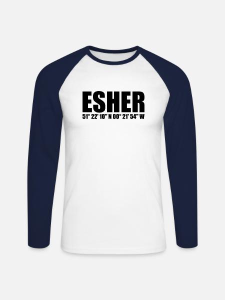 Esher coordinates - Unisex Long Sleeve Baseball T-Shirt - white/navy