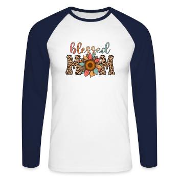 Mother's Day Vintage Mama/Mom 4 - Unisex Long Sleeve Baseball T-Shirt - white/navy - Front - Nik (191cm)