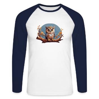 Starry Owl - Unisex Long Sleeve Baseball T-Shirt - white/navy - Front - Nik (191cm)