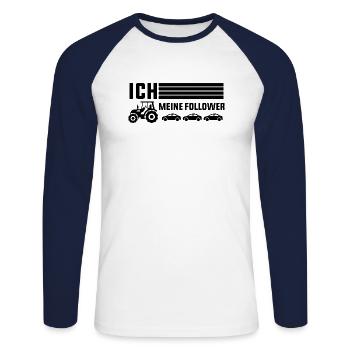 Ich Meine Follower -Geschenke Für Landwirte Bauern - Unisex Baseballshirt langarm - Weiß/Navy - Vorne - Nik (191cm)
