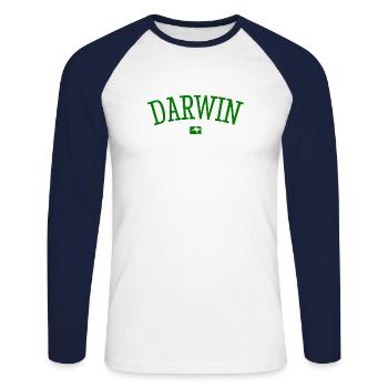 Darwin Australia Down Under Kangaroo Koala Outback - Unisex Long Sleeve Baseball T-Shirt - white/navy - Front - Nik (191cm)