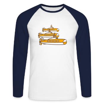 3 Submarines Fleet Three Squadrons Group Team Crew - Unisex Long Sleeve Baseball T-Shirt - white/navy - Front - Nik (191cm)