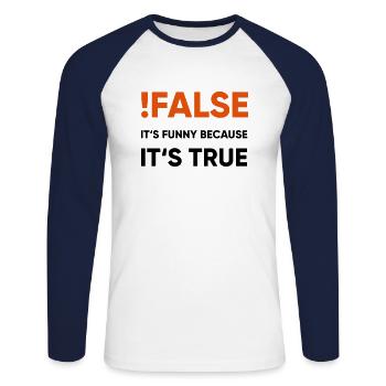 faux - c'est faux parce que c'est vrai - T-shirt baseball manches longues Homme - blanc/marine - Devant - Nik (191cm)