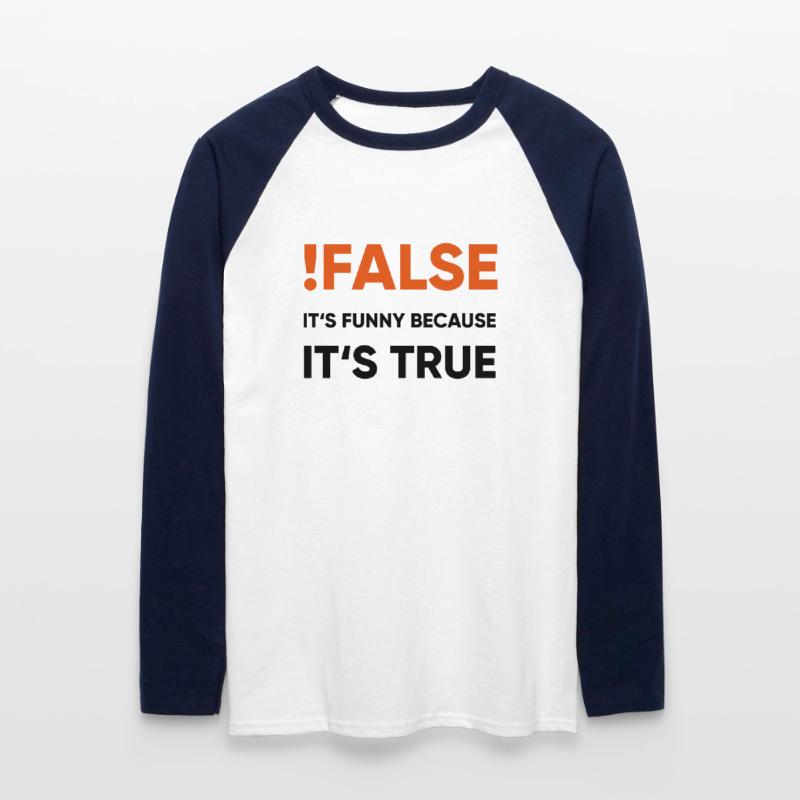 coder - !false it's funny because it's true Unisex Baseballshirt langarm