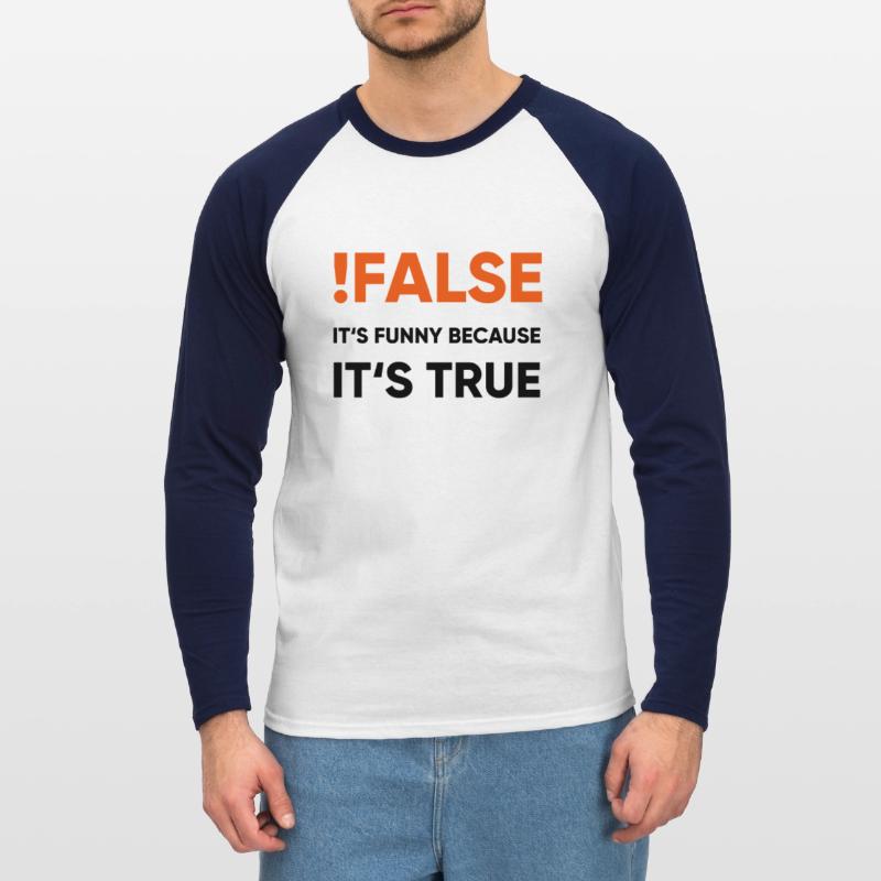 coder - !false it's funny because it's true Unisex Baseballshirt langarm