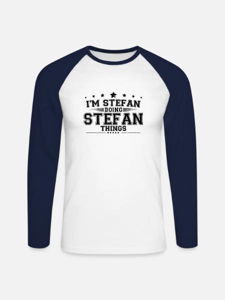 i’m Stefan doing Stefan things - Unisex Long Sleeve Baseball T-Shirt - white/navy
