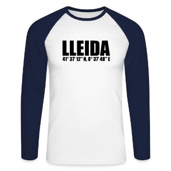 Coordonnées de Lleida - T-shirt baseball manches longues Homme - blanc/marine - Devant - Nik (191cm)