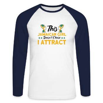 Jamaïque Drapeau Jamaïcain Cadeau - T-shirt baseball manches longues Homme - blanc/marine - Devant - Nik (191cm)