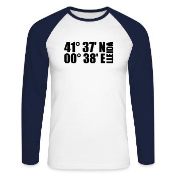 Coordonnées de Lleida - T-shirt baseball manches longues Homme - blanc/marine - Devant - Nik (191cm)