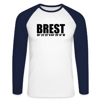 Brest Coordinates - Unisex Long Sleeve Baseball T-Shirt - white/navy - Front - Nik (191cm)