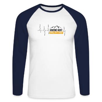 Karlovy Vary Krušné hory - Unisex Baseballshirt langarm - Weiß/Navy - Vorne - Nik (191cm)