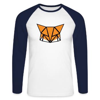 Fox Design - Unisex Baseballshirt langarm - Weiß/Navy - Vorne - Nik (191cm)