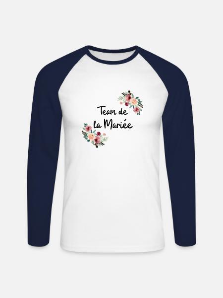 Braut Team Blumen - Unisex Baseballshirt langarm - Weiß/Navy
