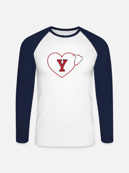 Brief und Stethoskop - Unisex Baseballshirt langarm - Weiß/Navy