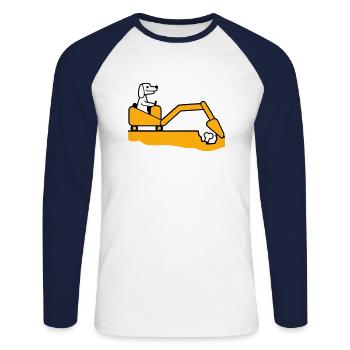 Hund Knochen Vergraben Bagger Buddeln Cool Baggern - Unisex Baseballshirt langarm - Weiß/Navy - Vorne - Nik (191cm)
