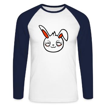Bunny Tired Confused Relaxed Red Dark Circles Chill - Unisex Long Sleeve Baseball T-Shirt - white/navy - Front - Nik (191cm)
