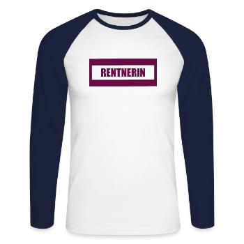 Rentnerin - Unisex Baseballshirt langarm - Weiß/Navy - Vorne - Nik (191cm)