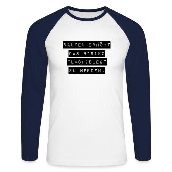 saufen flachgelegt werden Spaß Urlaub Sommer Sonne - Unisex Baseballshirt langarm - Weiß/Navy - Vorne - Nik (191cm)