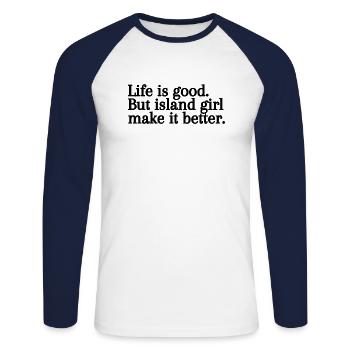 Personalized T-shirt the girls of the islands - Unisex Long Sleeve Baseball T-Shirt - white/navy - Front - Nik (191cm)