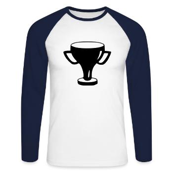 Trophée Dessin Croquis Gagnant Noir - T-shirt baseball manches longues Homme - blanc/marine - Devant - Nik (191cm)