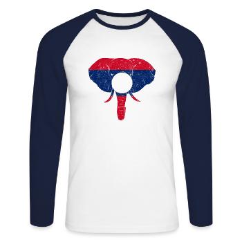 Laos Lao Laotian Flag Elephant Lao I Gift - Unisex Long Sleeve Baseball T-Shirt - white/navy - Front - Nik (191cm)