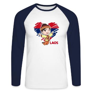 Laos Laote Laotian filles robe Lao I cadeau - T-shirt baseball manches longues Homme - blanc/marine - Devant - Nik (191cm)