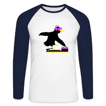 Raven DJ Club Musique Écoute Lunettes de soleil Casque - T-shirt baseball manches longues Homme - blanc/marine - Devant - Nik (191cm)