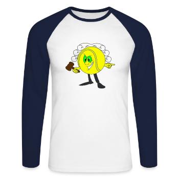 Tennis Court Referee Comic Funny Judge - Unisex Long Sleeve Baseball T-Shirt - white/navy - Front - Nik (191cm)