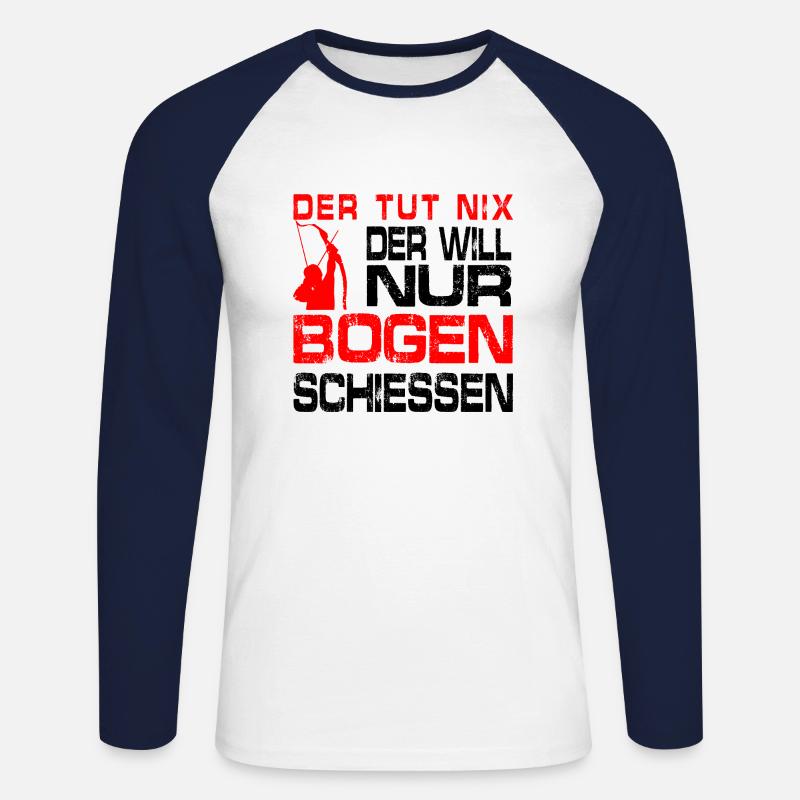 Will nur Bogenschießen - Unisex Baseballshirt langarm - Weiß/Navy