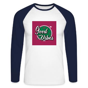 bonne humeur - T-shirt baseball manches longues Homme - blanc/marine - Devant - Nik (191cm)