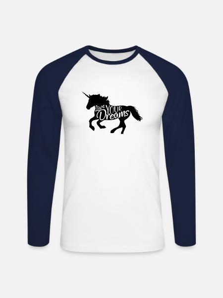 Unicorn - Unisex Baseballshirt langarm - Weiß/Navy