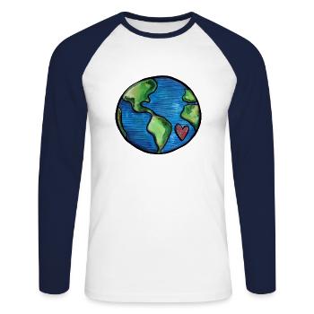 Earth Day Liebe - Unisex Baseballshirt langarm - Weiß/Navy - Vorne - Nik (191cm)