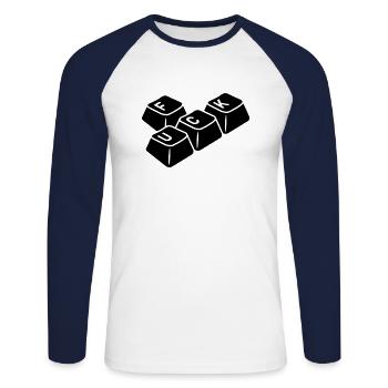 Tastatur F*CK - Unisex Baseballshirt langarm - Weiß/Navy - Vorne - Nik (191cm)