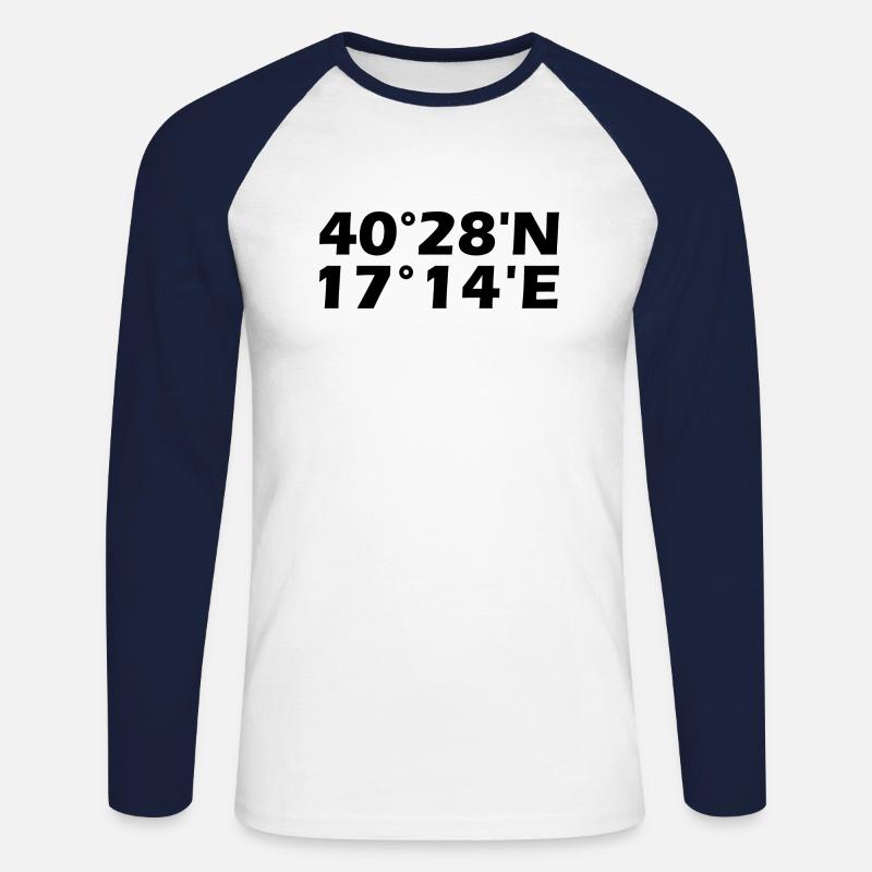 Taranto Coordinates - Unisex Long Sleeve Baseball T-Shirt - white/navy