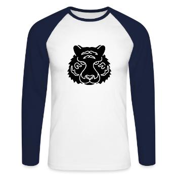 Symbol of an Indian tiger - Unisex Long Sleeve Baseball T-Shirt - white/navy - Front - Nik (191cm)