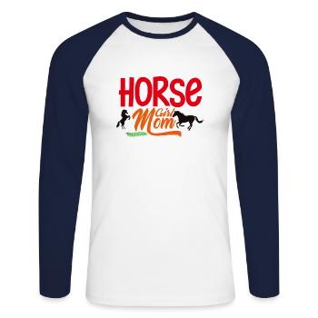Behind Every Horse Girl Who Believes - T-shirt baseball manches longues Homme - blanc/marine - Devant - Nik (191cm)