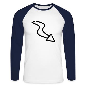 Pfeil Zeichnung Skizze schwarz - Unisex Baseballshirt langarm - Weiß/Navy - Vorne - Nik (191cm)